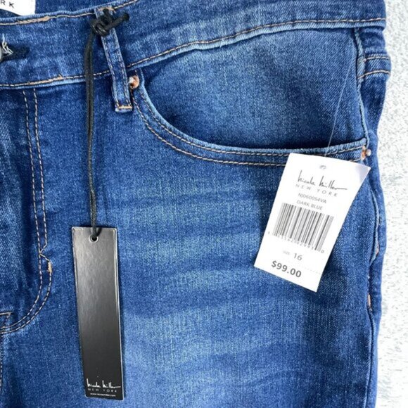 Nicole Miller Jeans Soho Ankle Slim Distressed Womens Blue Size 16 Was $99 - Picture 5 of 12